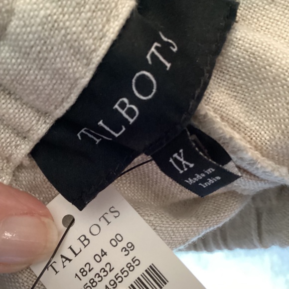 Talbots beige linen long pants, 1X, drawstring waist, NWOT - Picture 3 of 4